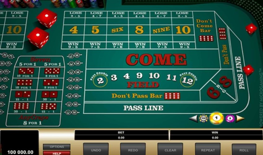 The playing field with the Come sector highlighted