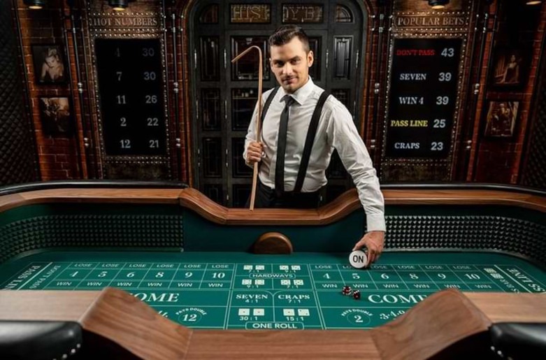 A table for playing a live dealer version of online craps